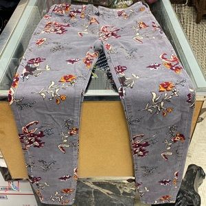Pilcro & Letterpress by Anthropologie Floral Corduroy High Rise Skinny - Sz 25
